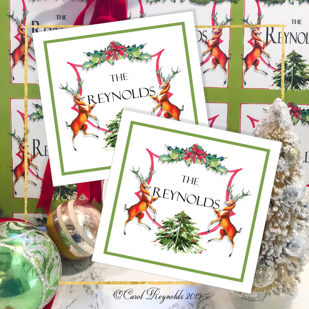 Personalized "Holiday Crest" Christmas Gift Tags