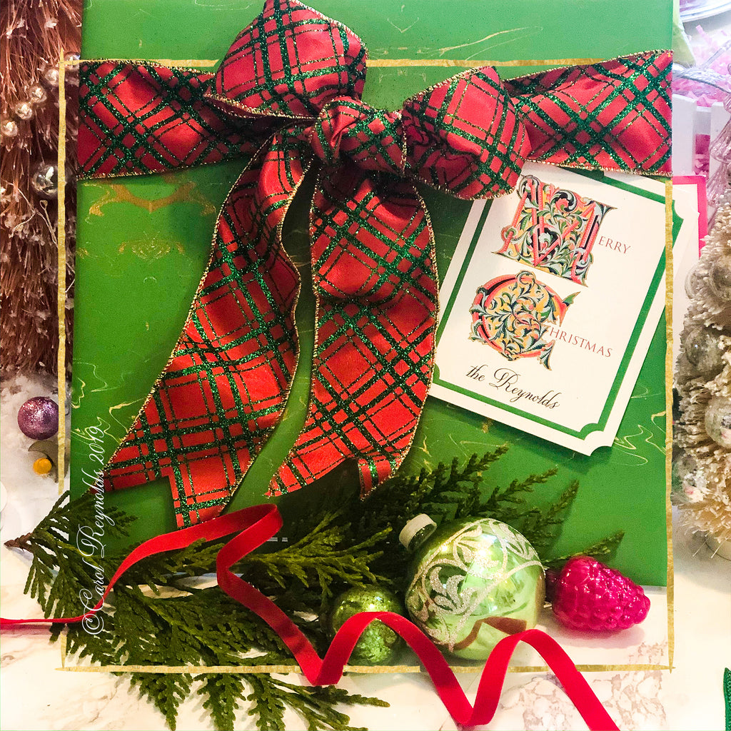 Red & Green Marbleized Christmas Wrapping Paper