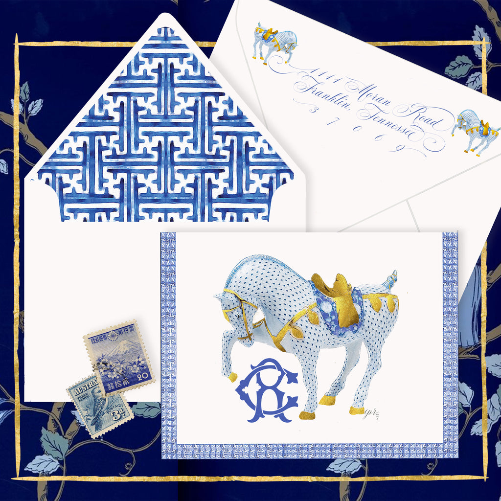 "Chinoiserie War Horse" Notecards